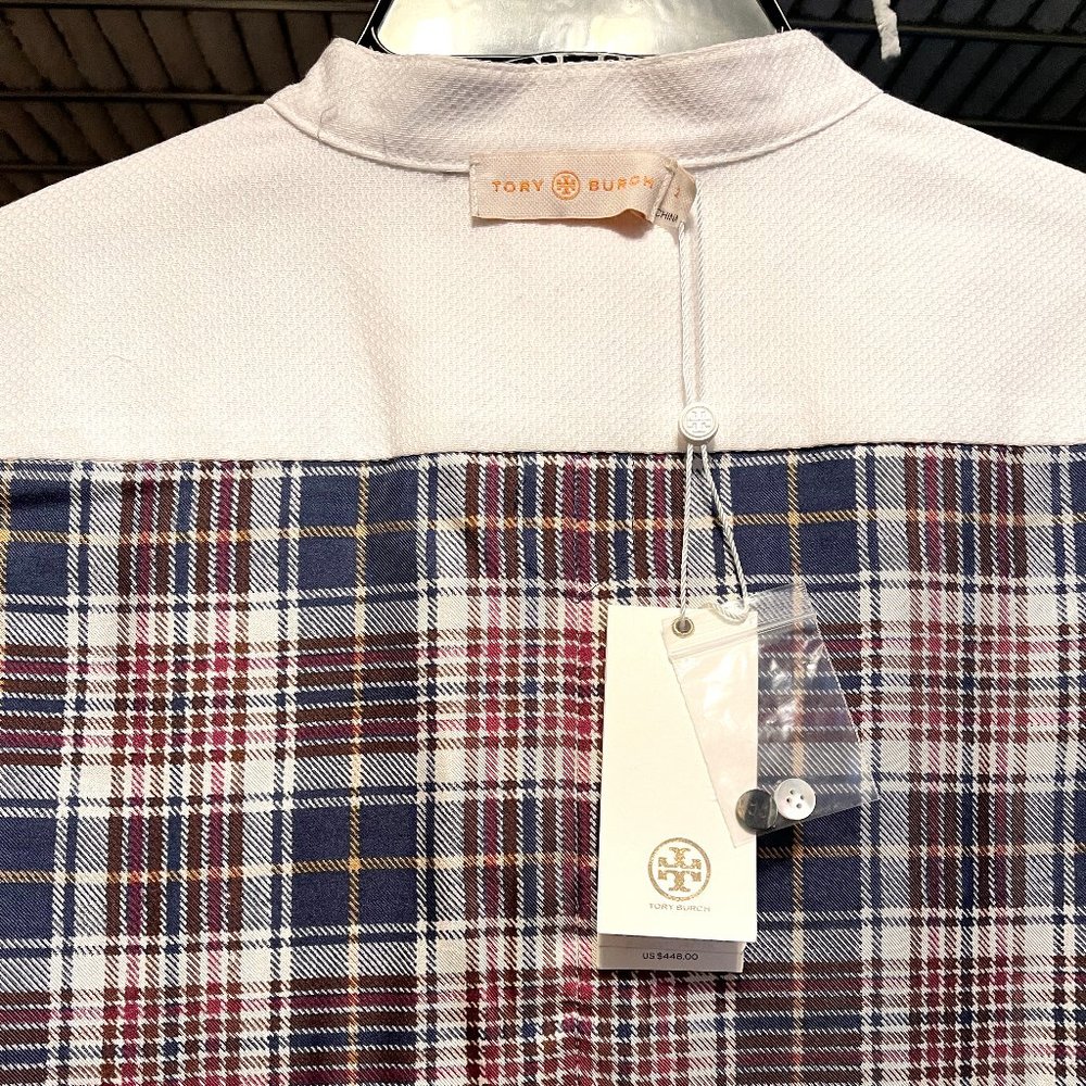 New Cora Milano Tartan Plaid Silk Shirtdress - Picture 11 of 12